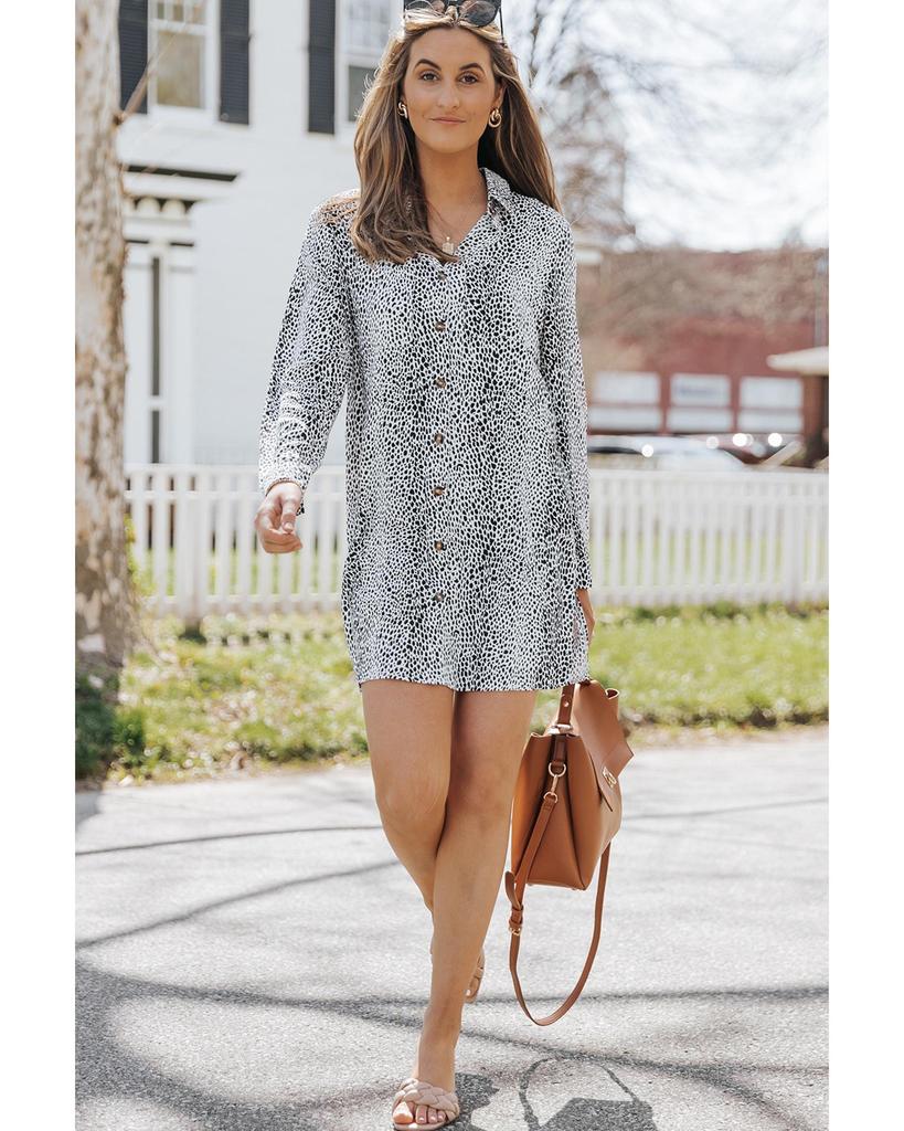 Azura Exchange Платье-рубашка с леопардовым принтом