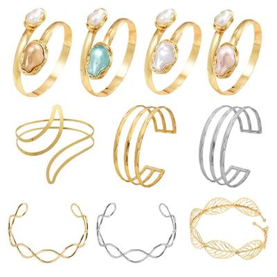 Широкий открытый браслет золотого цвета, многостильный браслет на руку, стильный нарукавник, свадебный наряд