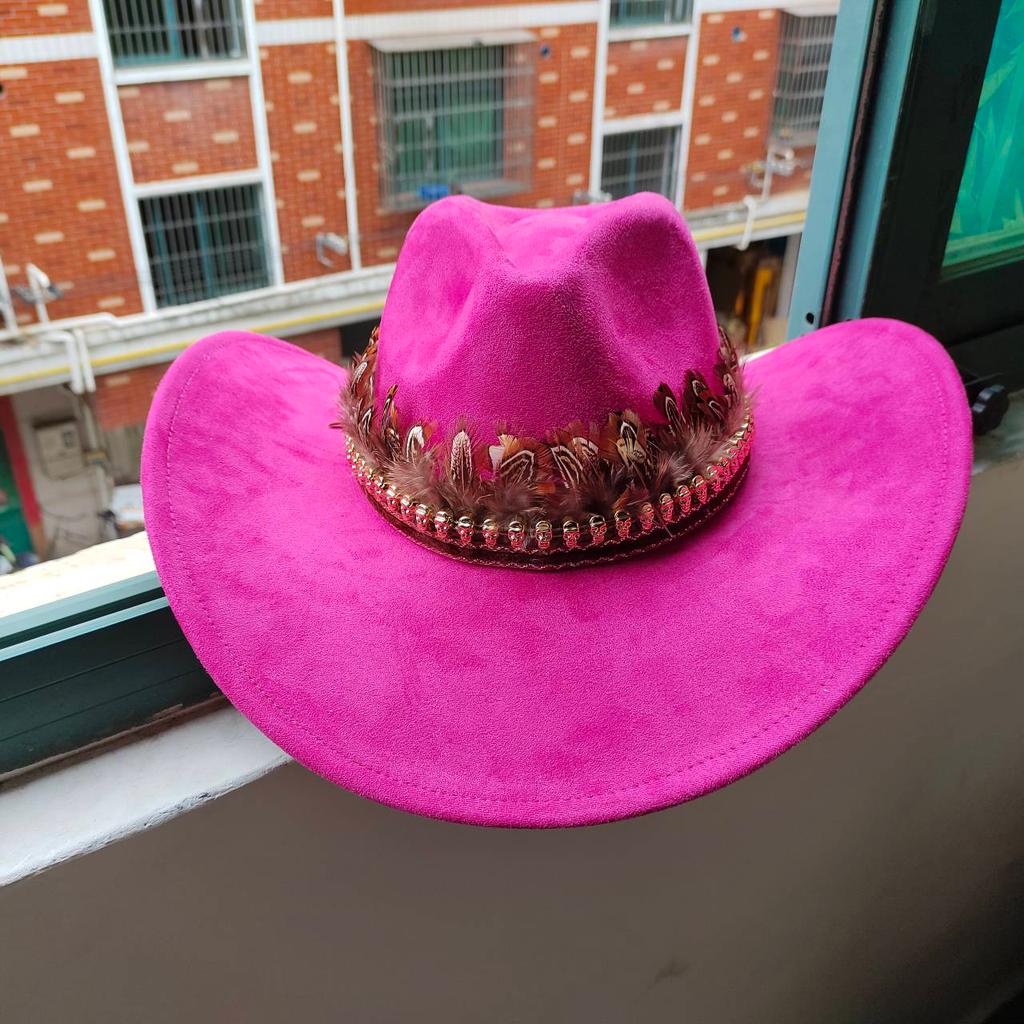 Замшевая шляпа Fedora Ковбойские шляпы в стиле вестерн Замшевая ковбойская шляпа в стиле вестерн Мужская и женская ковбойская шляпа с большими полями с каплевидным верхом