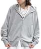 WEGO Compact Fit Double Zip Long Fall Heather Size L Men's Hoodie, Sweatshirt, Sleeve, Outerwear, Gray,
