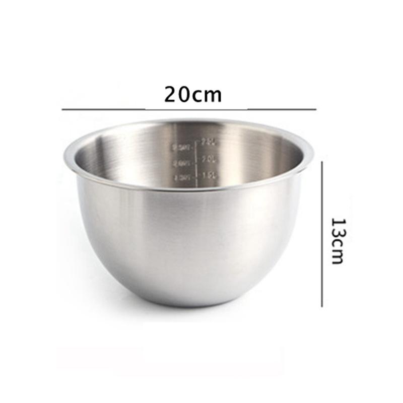 Салатница из нержавеющей стали 304, набор кухонных мисок для хранения, набор мисок для взбивания яиц, набор мисок для смешивания, миска для приготовления пищи, аксессуар для выпечки со шкалой