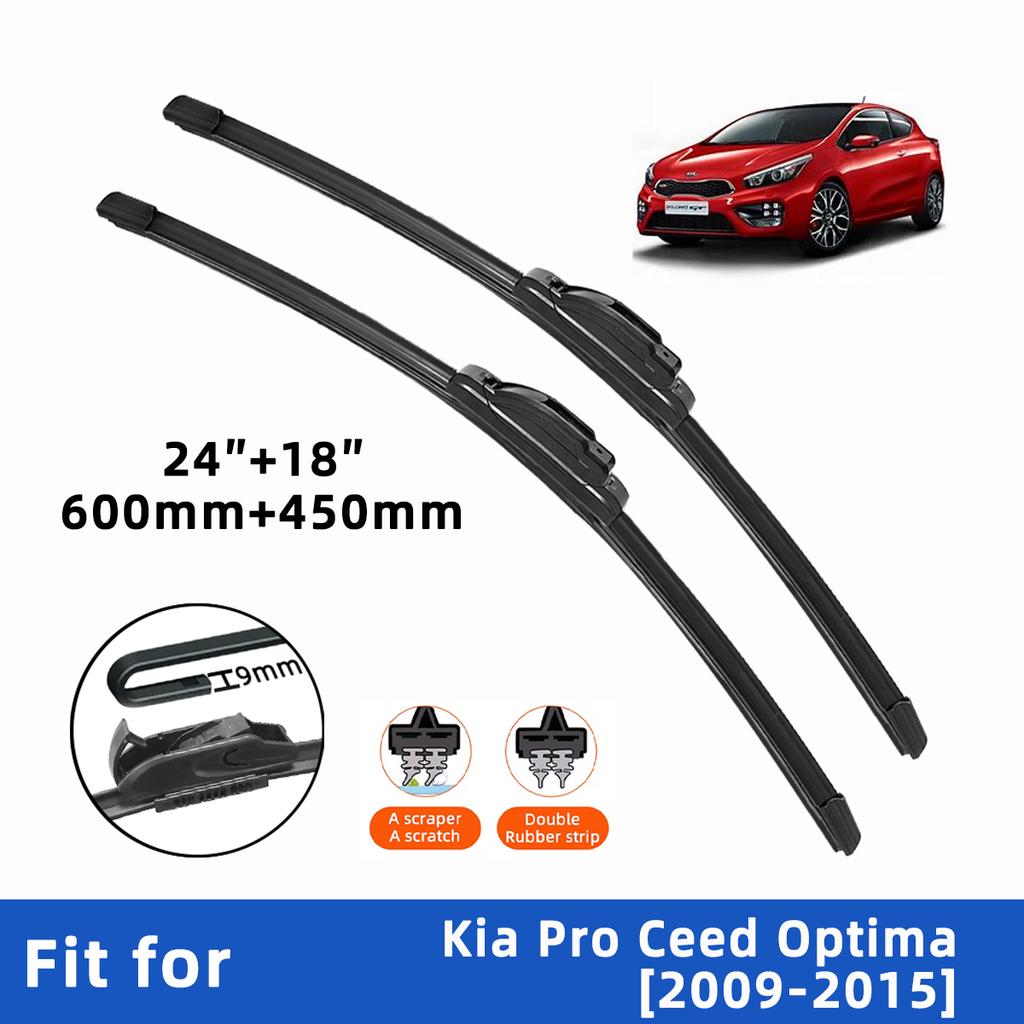 2 шт. 4 шт. Щетки стеклоочистителя для Kia Pro Ceed Optima 2009-2015 Передние двойные резиновые полоски Щетки стеклоочистителя Щетки для лобового стекла Аксессуары для лобового стекла