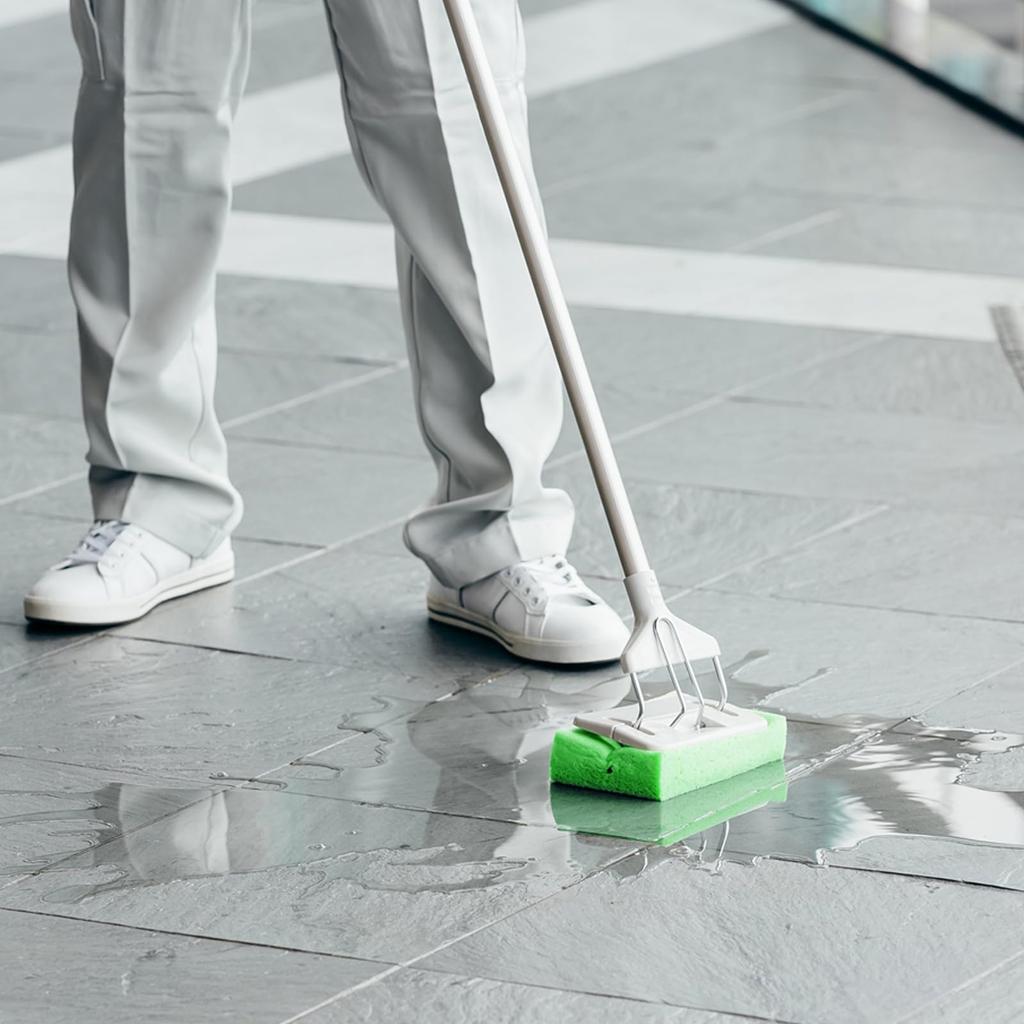 Yamazaki Sangyo In Sponge Mop Water Absorbent Body Cellulose Sponge Silver Wiper P Wet Wipe Squeezing Function Hands Get Wet or Dirty Floors Tiles