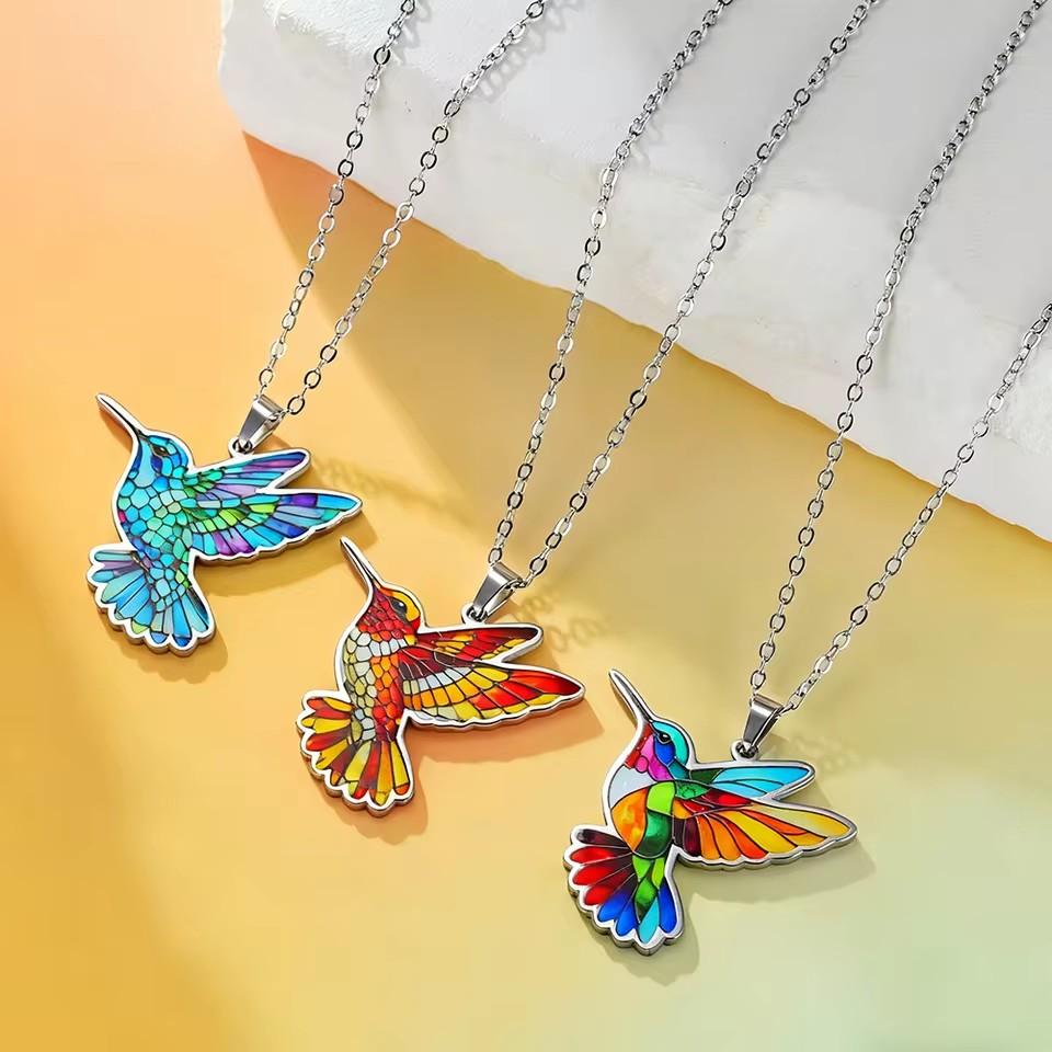 Cazador Colorful Hummingbird Lapel Pins for Women Bird Brooch Stainless Steel Metal Pins Backpack Badges Jewelry Valentine Gift