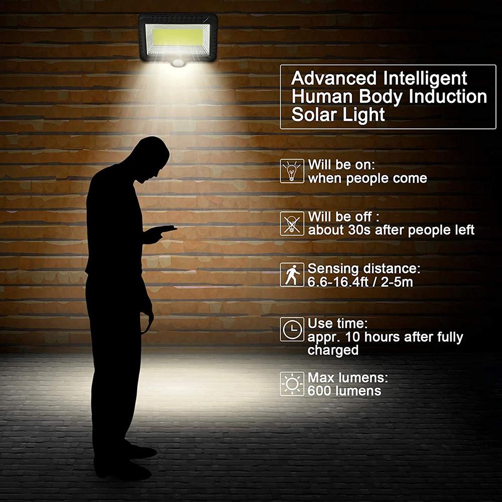 Солнечные фонари для наружного использования, IP65 водонепроницаемый с датчиком движения, прожектор для улицы, 120 °, супер яркий для уличного садового крыльца, лампа