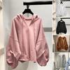 Женские повседневные толстовки с длинными рукавами и молнией, сплошной цвет, свободные куртки, пальто с капюшоном и шнурком, весенняя одежда, женская уличная одежда