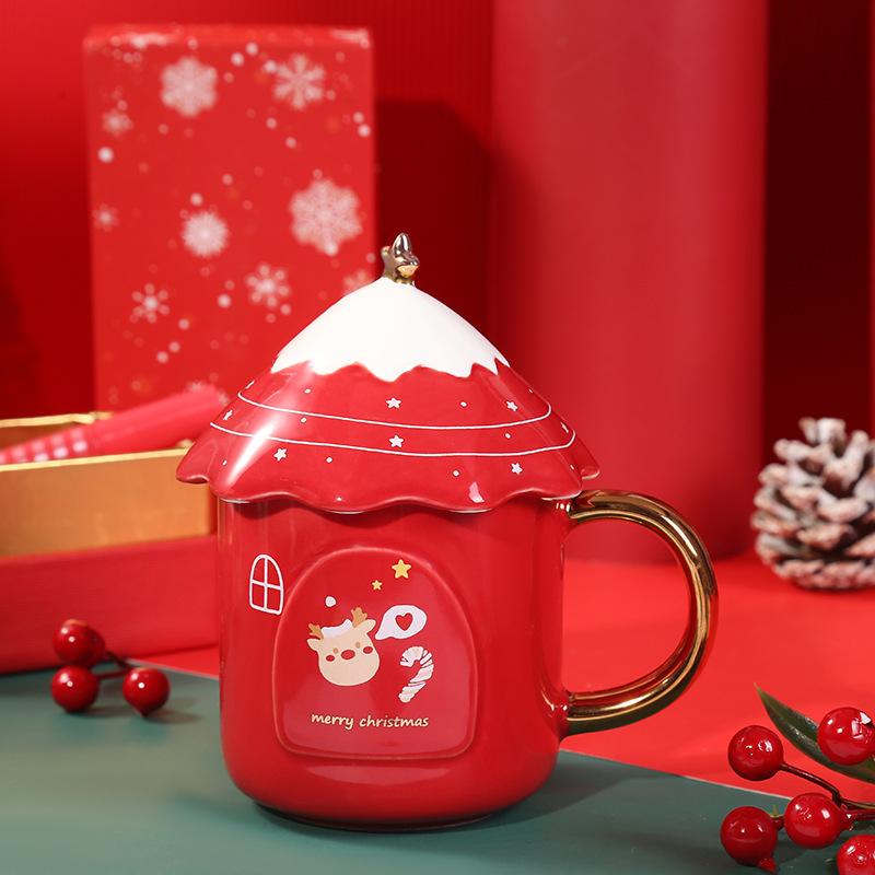 Рождественская елка кружка для кофе студенческая корейская милая керамическая рождественская большая емкость креативные стаканы для воды с крышками оптовая продажа посуда для питья