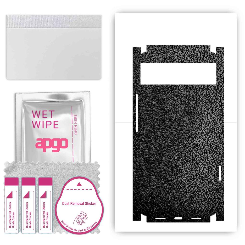 apgo Protective Skin Sticker for the Back+sides Compatible with Google Pixel 6, Full Wrap Film, Foil, Vinyl - Pattern Black Leather