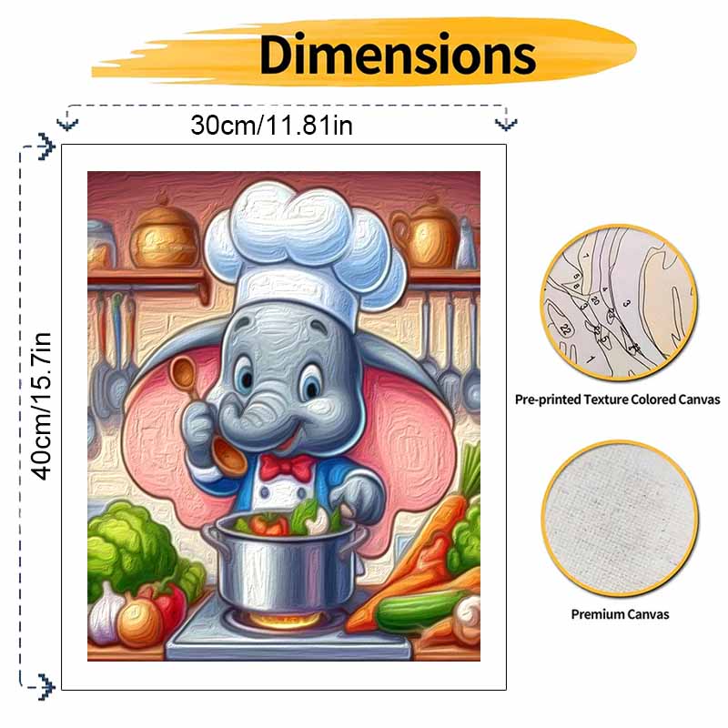Disney DIY Painting Kit Chef Dumbo Cooking Style Home Decor Craft Gift Idea Art Supplies Canvas Wall Hanging Unique Creative Decor