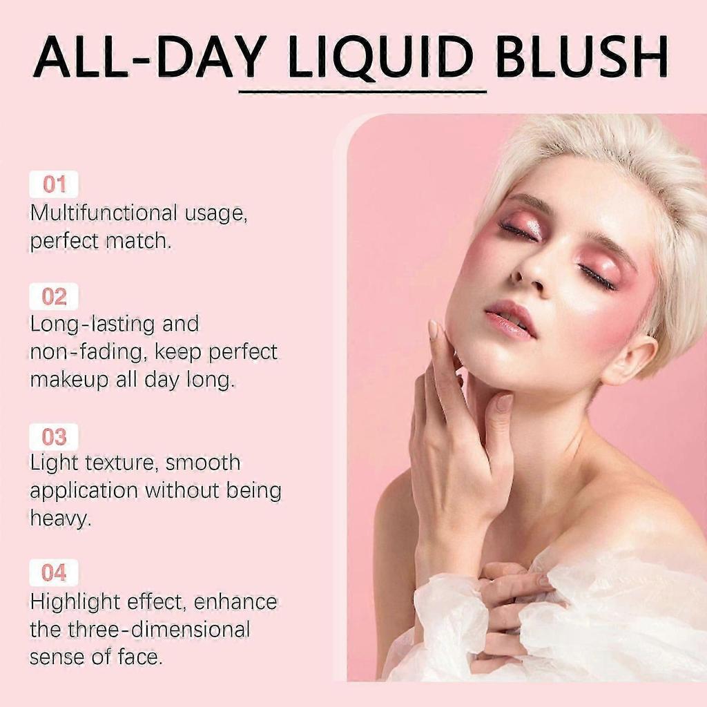 Multi-Purpose Liquid Highlighter Blush & Lip Gloss - Hydrating, Non-Stick, Easy Application, 3-in-1 Foundation, Brightening & Contouring, Travel-Frien