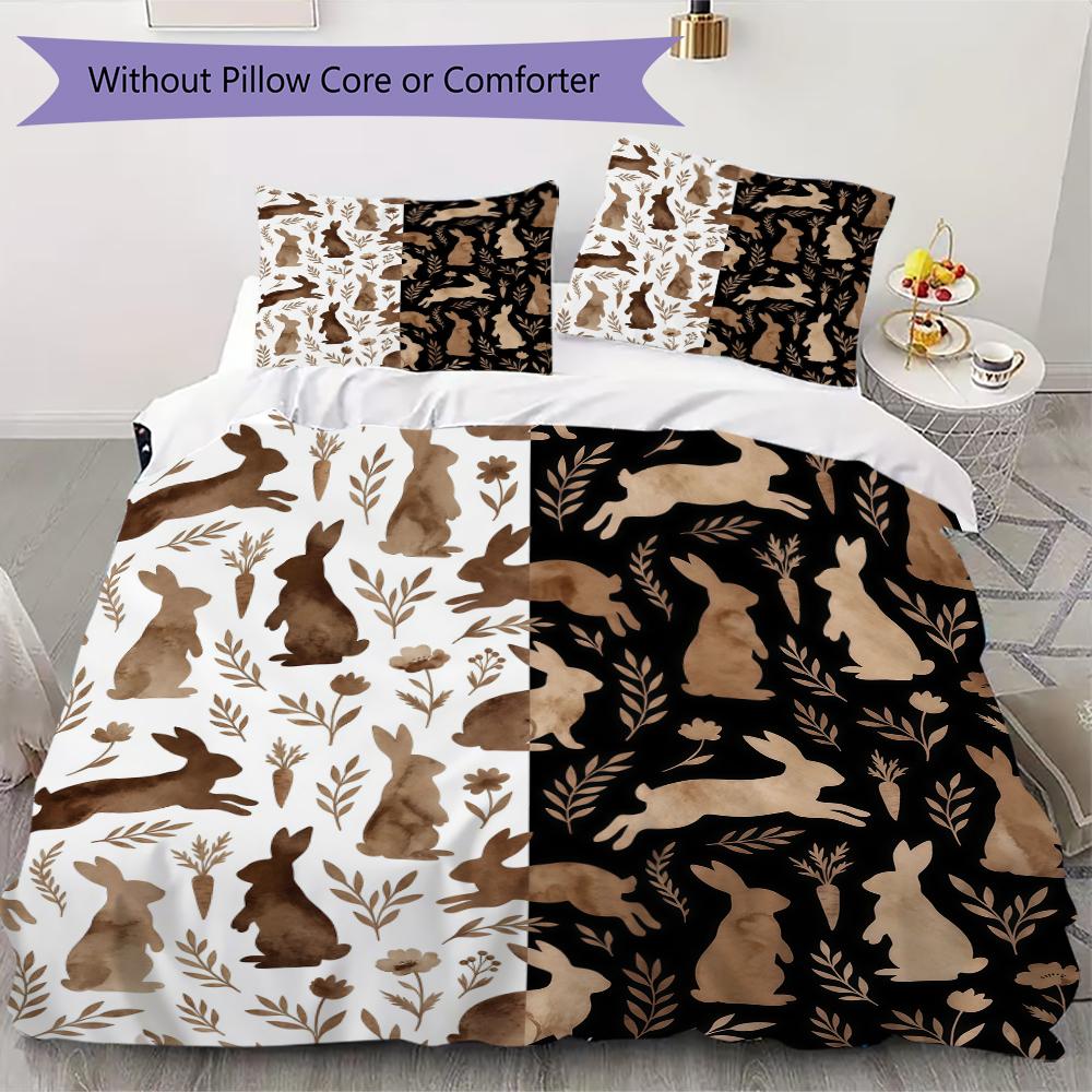 Repeat Bunny Pattern Bedding uilt Set uilt Cover Pillowcase Home Decoration Birthday Gift (1 * duvet cover + 2 * pillowcase without core)