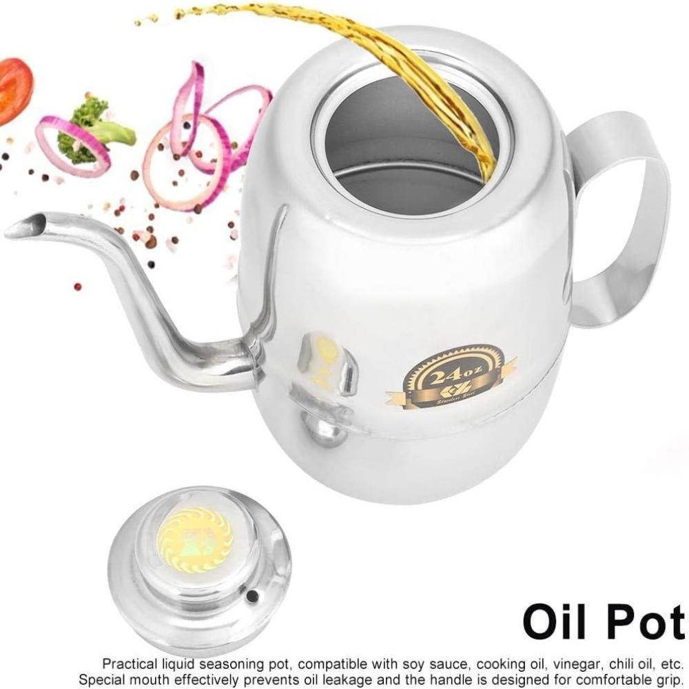 24oz Capacity Oil Pot Bottle 7.1 X 3.1 X 5.1 In Seasoning Dispenser Oil Cruet For Home Use