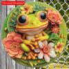 2d Flat 20*20cm, Round Wooden Sign Frog Decorative, Entrance Decor, Frog Theme, for Bar, Club, Home, Room, Kitchen, Garden, Bedroom Decor.