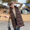 Женский зимний модный удлиненный теплый жилет средней длины с капюшоном, трендовый