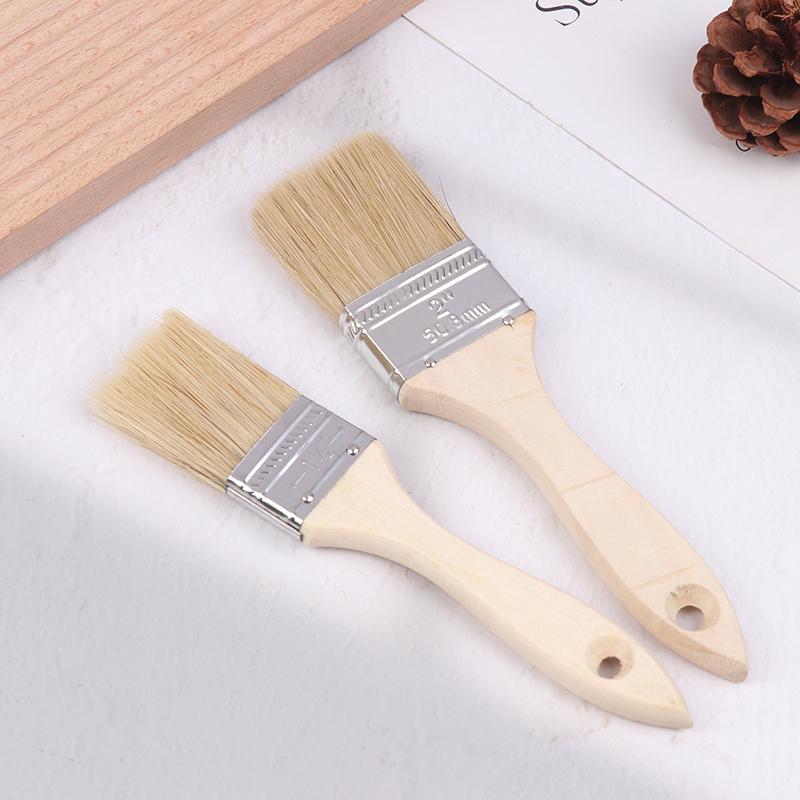 3Pcs Paint Brush Wooden Handle Bbq Brush Soft Hair Painting Brushes For Wall And Furniture Paint Tool Set