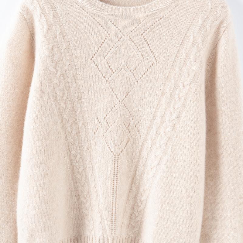 Женский кашемировый свитер Qinghe Cashmere 30% Кашемир 70% Шерсть Осенне-зимний кашемировый пуловер Мягкий и теплый