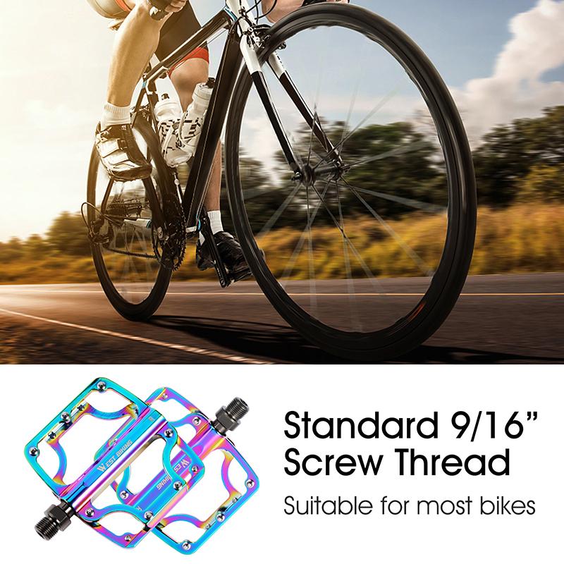WEST BIKING Bicycle Pedals 3 Bearings CNC Ultralight MTB Road Bike Part Colorful Anti-slip Flat BMX Pedals Cycling Accessories