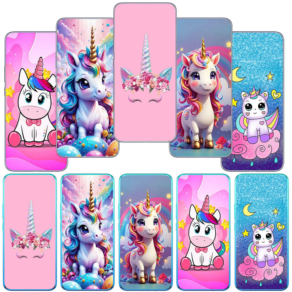 Чехол для телефона Motorola Moto Edge 40 30 neo G54 G24 G84 iPhone 15 14 Xiaomi Redmi Note 13 12 11 Pro Samsung Galaxy A34 A54 Unicorn Rainbow Horse Anime