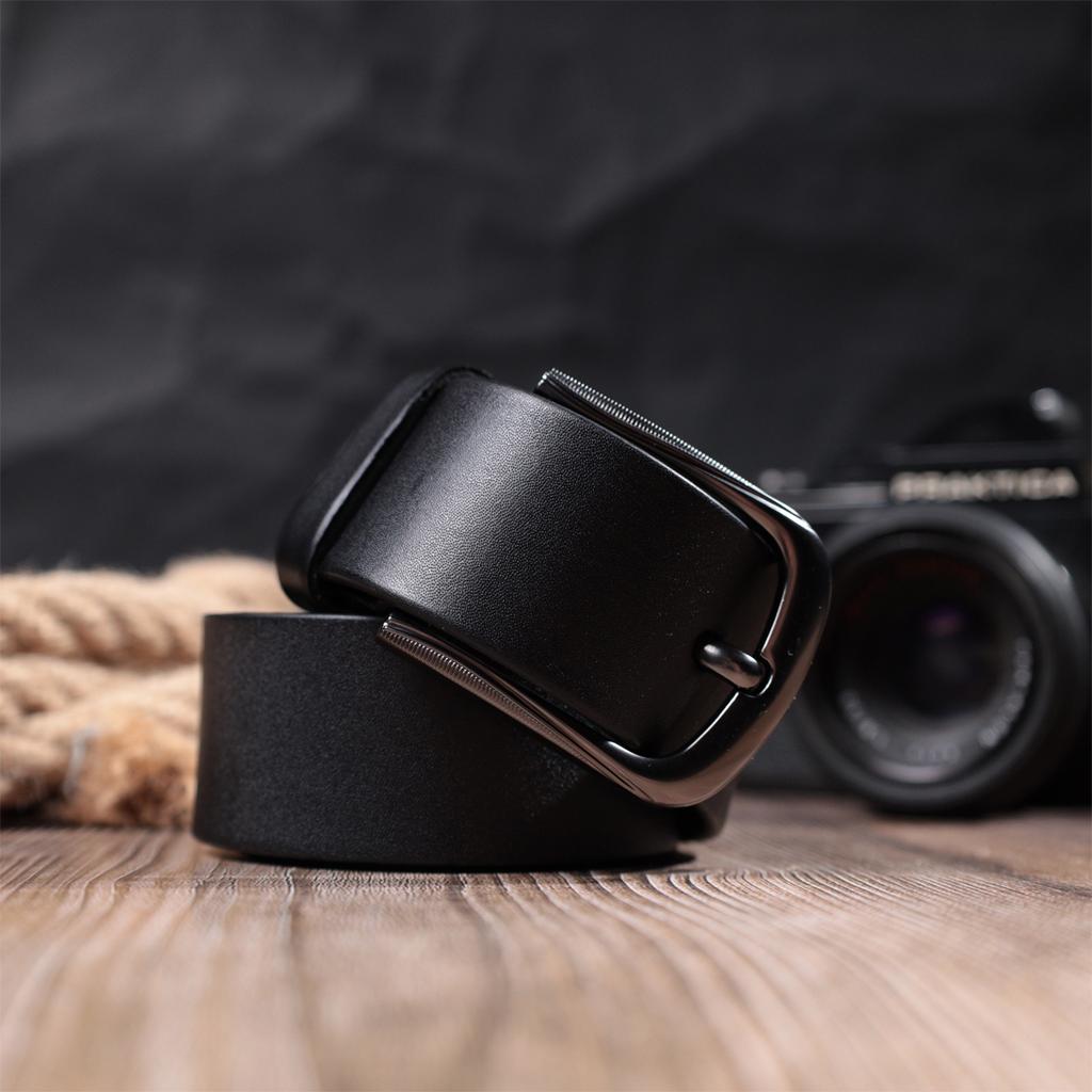 Stylish Men's Belt Vintage Belt 20804 Made of Genuine Leather 115x3.8 Cm Black