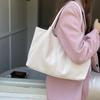 Simple White Shoulder Bag 2024 Women's PU Leather Soft Underarm Tote Bag School Large Capacity Bag Full Student Shopping Handbag