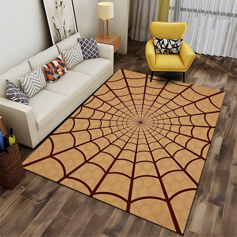 "Brown Spiderweb Pattern Area Rug for Living Room or Bedroom Decor" Suitable for use as an anti-slip for living room bedroom sofas
