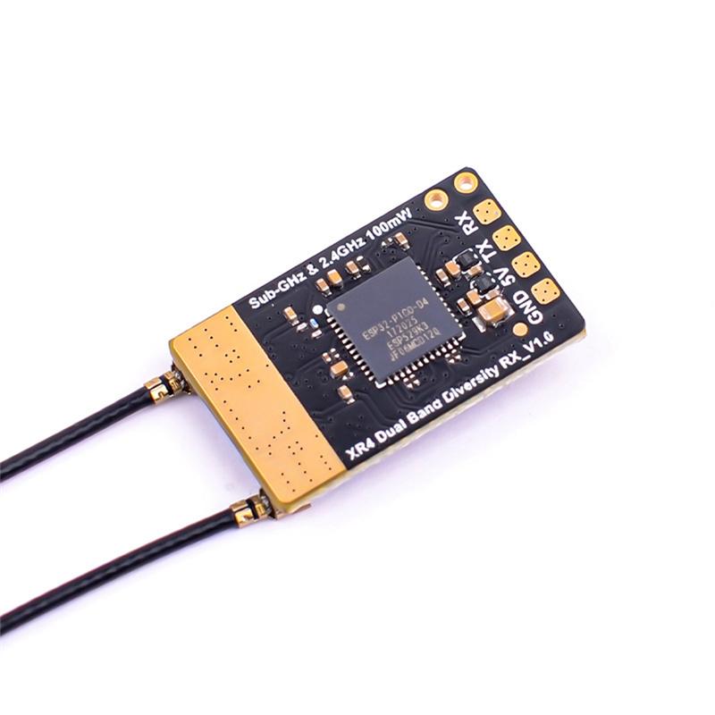 L93A-XR4 Gemini-X Dual Band ELRS Receiver 2.4GHZ/SUB-G 900Mhz RX Module Featuring T-Type Antenna For RC FPV Drone Systems