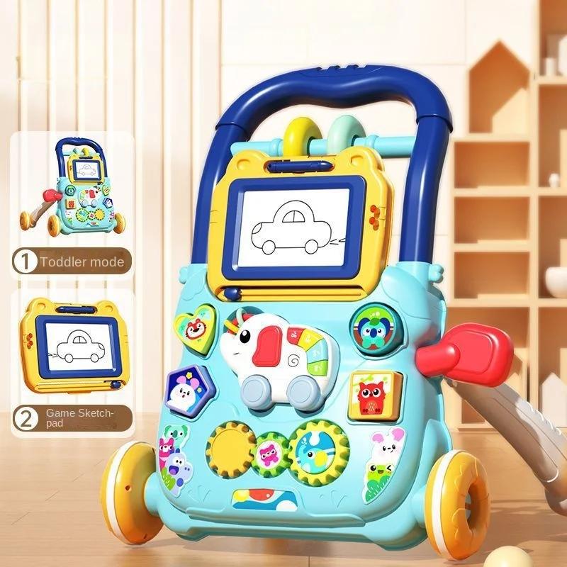 Детская коляска Детская коляска для обучения ходьбе Игрушки для коляски Музыка и рисование Ходунки Защита от опрокидывания Многофункциональные ходунки Детские подарки