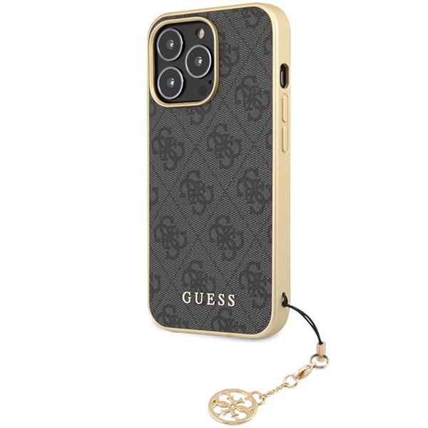 Etui do iPhone 14 Pro Guess 4G Charms Collection Szare