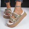 Женские тапочки 2025 Новые зимние туфли на платформе для женщин Весенние однотонные сандалии Слипоны Удобные тапочки Шлепанцы Женские