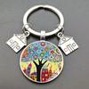 Artistic Glass Keychains, Colorful Crystal Glass Pendant Keyring Durable Circular Key Holder Accessory