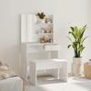 Dressing Table - Vanity Table Set - 74.5x40x141 Cm - Glossy White - Engineered Wood - Mirror Included