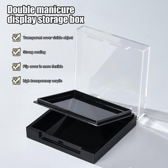 Acrylic Double Layer Empty Press on Nails Packaging Box Transparent Lid Nail Display Box Nail Tips Storage Case for Home Portable Nail Art Organizer