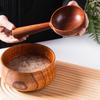 Экологичная ложка с длинной ручкой, большой деревянный половник для супа, корейский стиль, винтажный половник для мытья риса