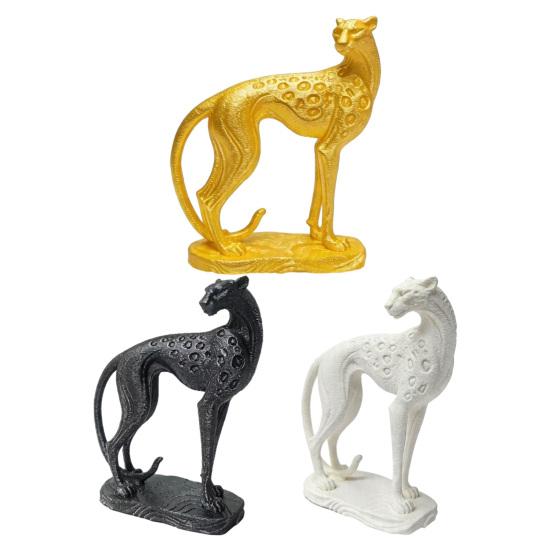 Stable Base Animal Figure 3D Printed Cheetah Ornament, Modern Standing Leopard Sculpture, Decorative Simple Style Sculpture Figurine with for