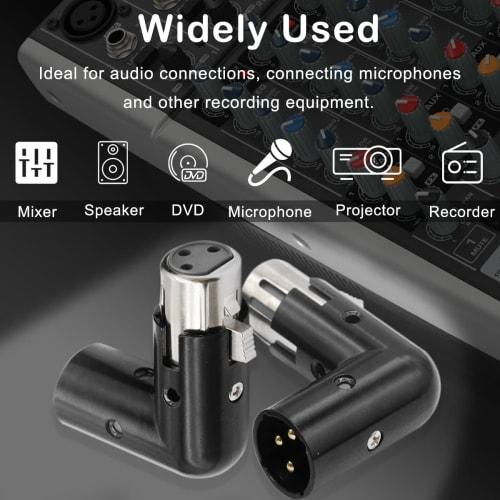 Xiatiaosann XLR Angled Adapter, 3-Pin Dual Male To Female Connector, 90 Degree Adjustable, 4 Different Angles, Right and Left, for Mixers, Microphones