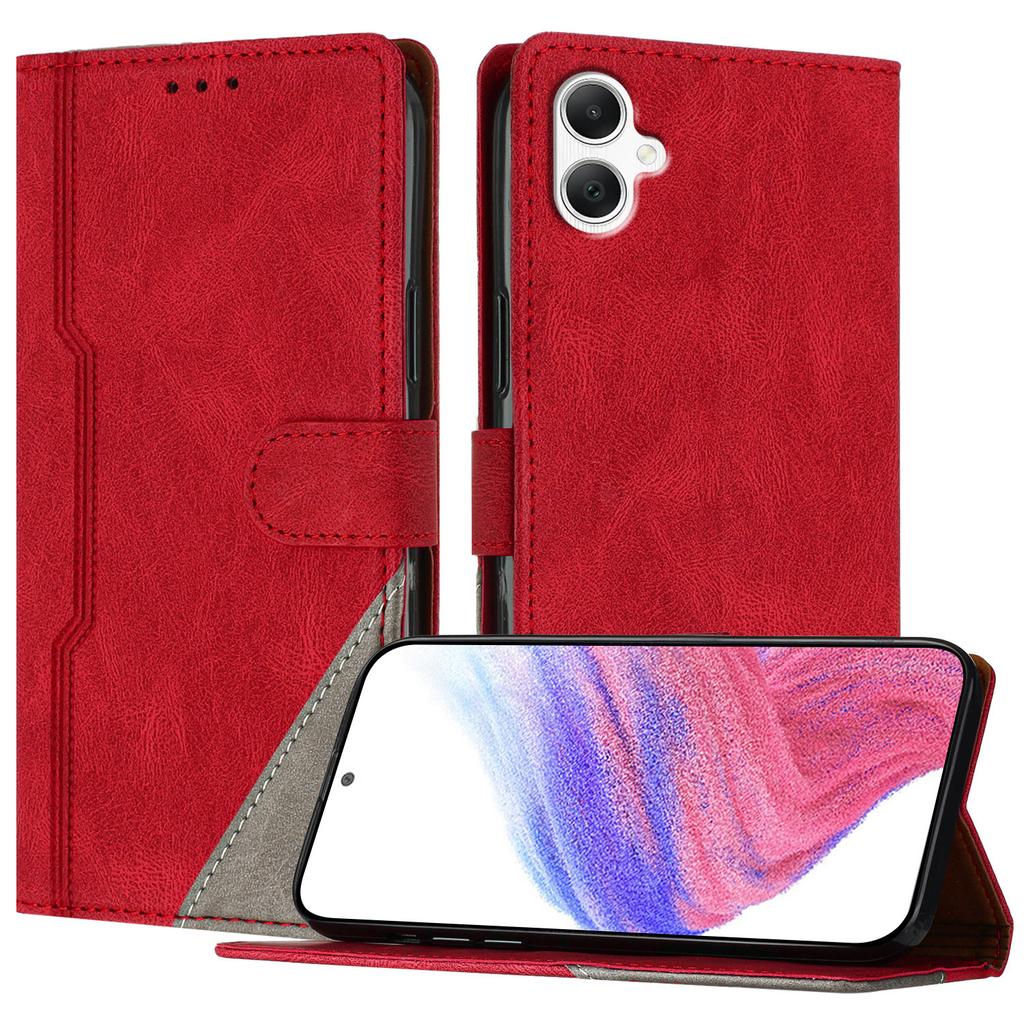 For Samsung Galaxy A06 4G Leather Case Triangle Patchwork Wallet Stand Shockproof Phone Cover