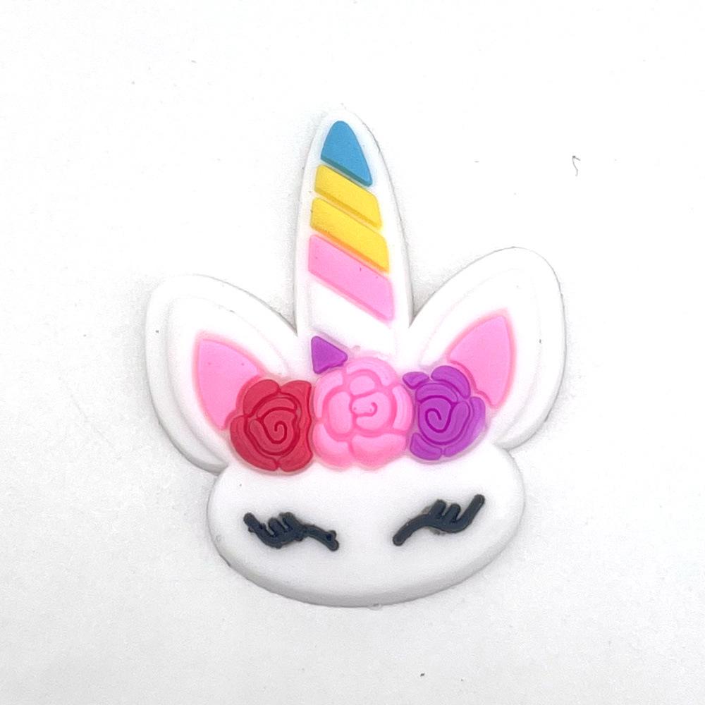 Милые мультяшные пряжки для клогов в виде цветка единорога - Съемные и из мягкой резины украшения для садовой обуви