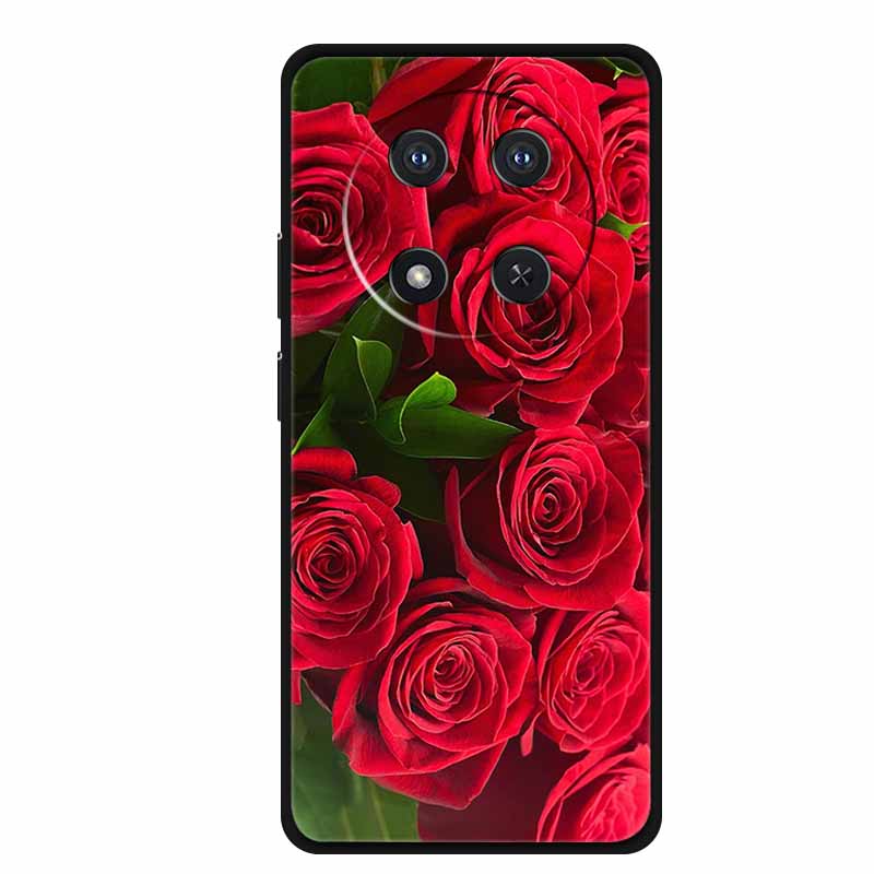 Чехол для Honor X9c X 9 c Цветочки Черный Силикон ТПУ Мягкая Задняя Крышка Для Honor Magic 7 Pro Magic7 5G lite Чехол для Телефона Funda