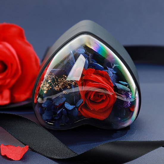 Шкатулка для украшений из стабилизированных цветов в форме сердца, подарочная коробка для ожерелья, романтическая коробка для кольца с розой, подарочная упаковочная коробка для украшений на День святого Валентина, годовщину