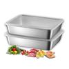 CHFNJJ 2-Piece Stainless Steel Storage Container Set with Lid, Deep Stainless Steel Tray, Kitchen Food Storage Container, Refrigerator-Safe Cookware (