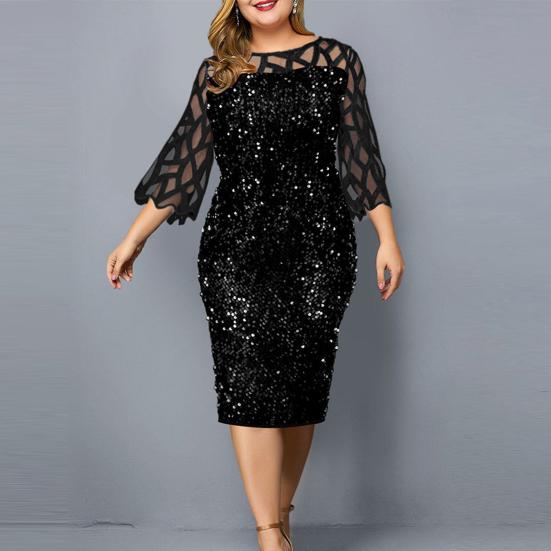 Леди Нижние юбки больших размеров блестящее вечернее платье в стиле пэчворк с блестками вечернее платье для банкета