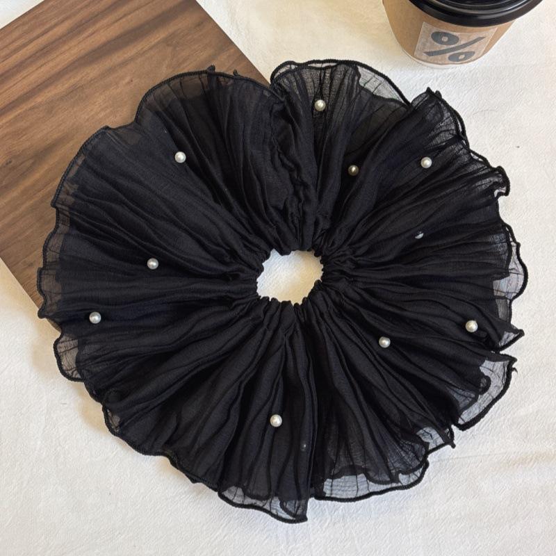 Korean Scrunchies Silk Satin Vintage Floral Hairtie for Pony Hair Band Beach Accessories Rolled Up Women and Girls Fashion Style