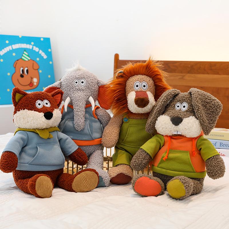 Forest Series Plush Toy Zoo Lion Doll Baby Elephant Pillow Ragdoll Fox Souvenir