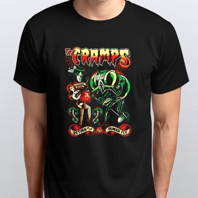 Винтажная футболка рок-группы The Cramps Т-ШИРТА цвета Черный