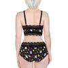 LittleForBig Lingerie Set Lace Ruffle Cotton Size M Women's 2-Piece [Sweet Rabbit] Pajamas, Black,