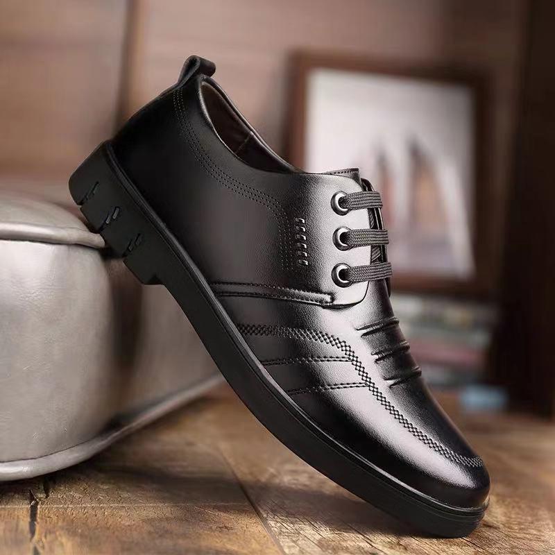 Men's Leather Shoes Breathable Business British Men's Shoes Round Head Soft Sole Casual Shoes Work Shoes Casual Versatile