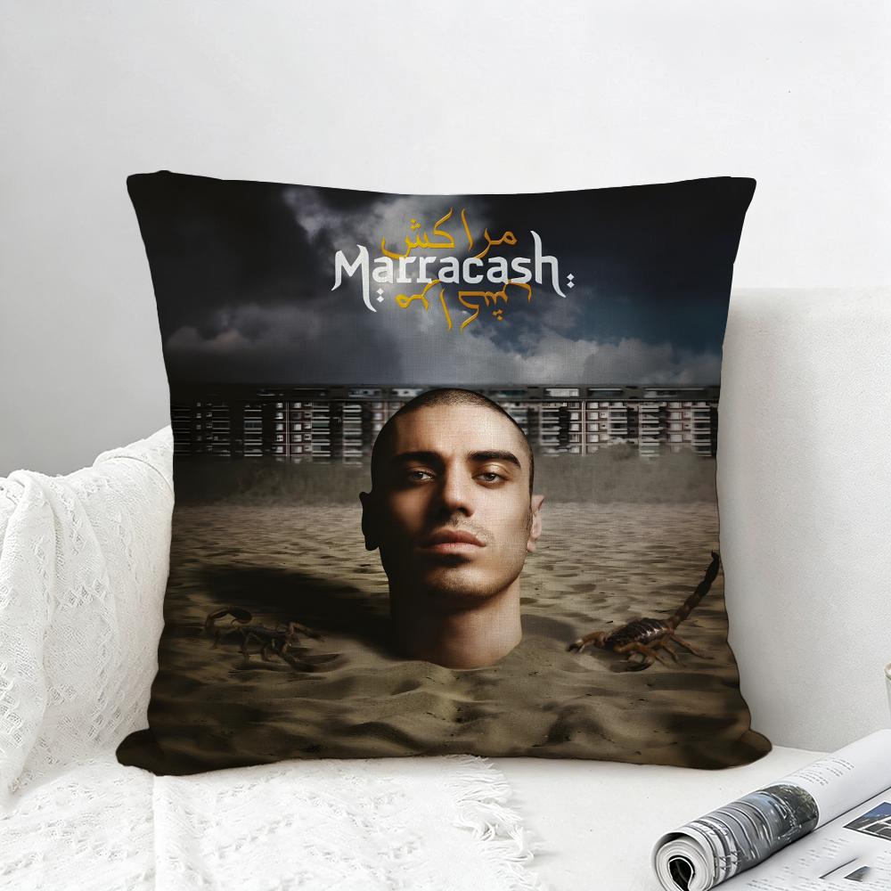 Rapper Marracash Cushion Cover Natural Linen Pillowcase Set AllinOne Decor for Sofa Bedroom Chair
