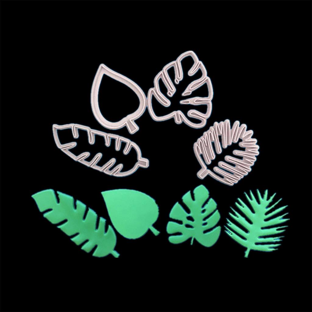 4Pcs Tropical Leaves Cookie Cutter Set Palm Leaves Fondant Cutters Mold for Luau Cake Decorating