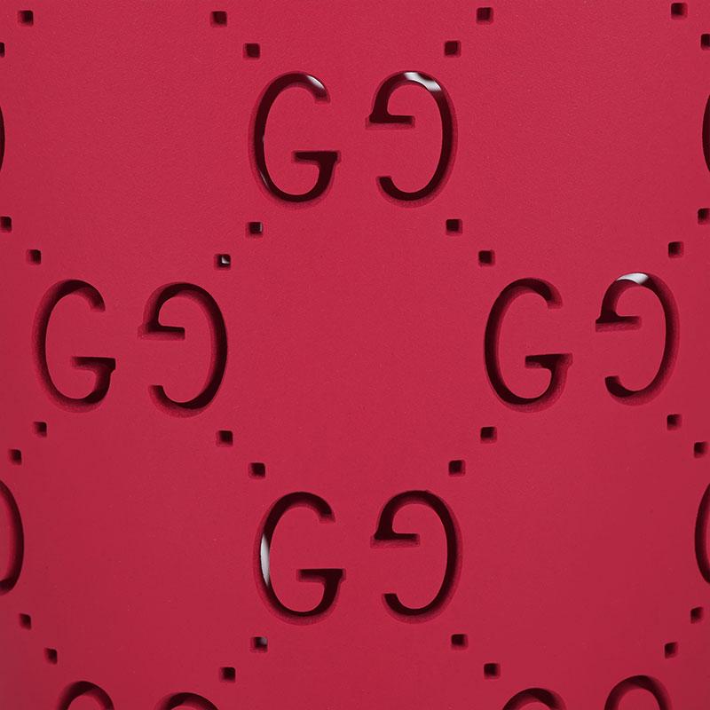 Gucci GG Perforated Rubber Bucket Bag Bright Pink Top Handle Tote Handbag for Kids Daily 723051-9AAAL-2797