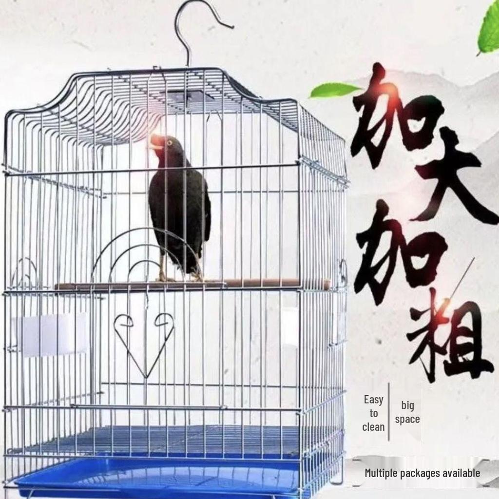 Extra-large Elevated Metal Bird Cage for Parrots, Budgies, and Mynas